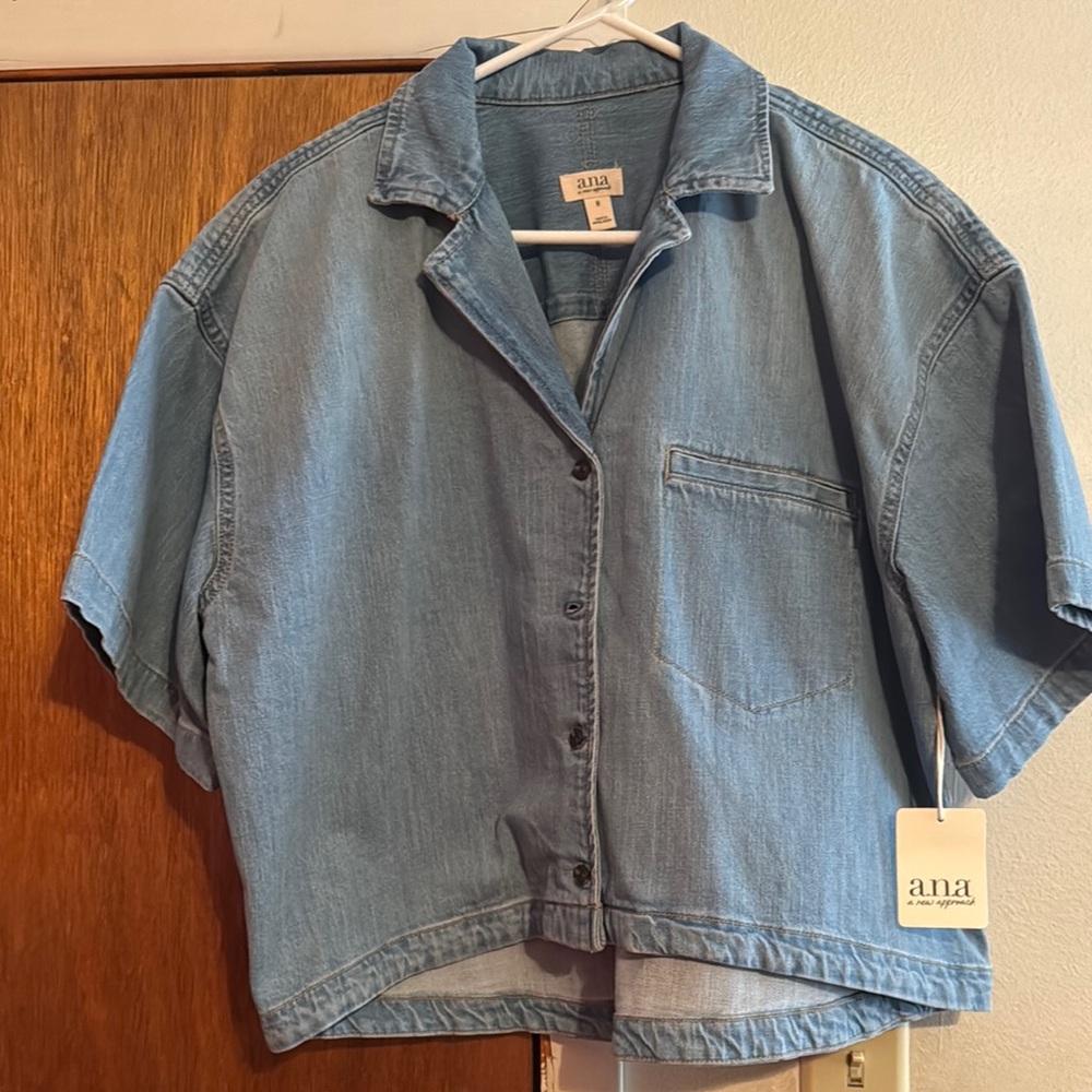 a.n.a. Women's Blue Button Down Shirt